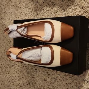 J. Crew | Canvas Cap-toe Slingback Pumps, Size 8.5, Natural
